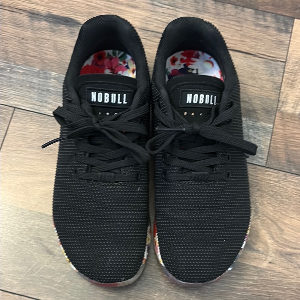 NOBULL Black Sneakers with Floral Accents